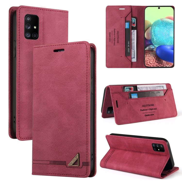 For Samsung Galaxy A71 4G Skin Feel Anti-theft Brush Horizontal Flip Leather Case with Holder & Card Slots & Wallet