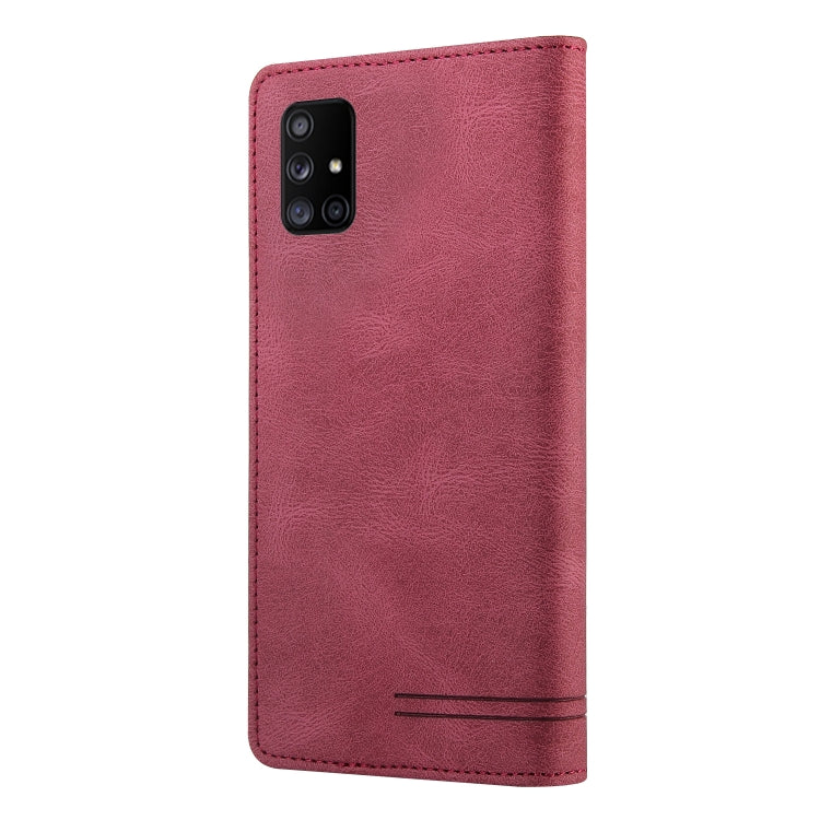 For Samsung Galaxy A71 4G Skin Feel Anti-theft Brush Horizontal Flip Leather Case with Holder & Card Slots & Wallet