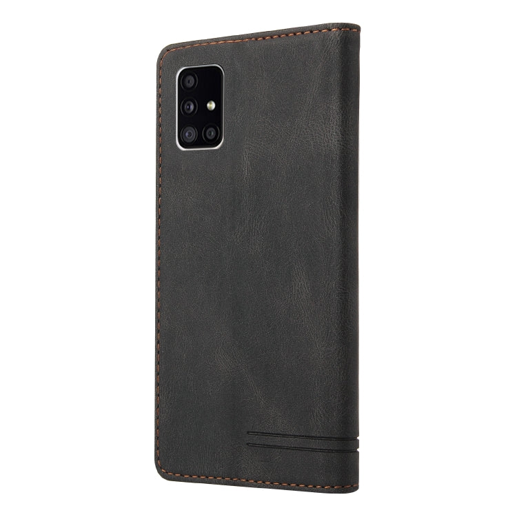 For Samsung Galaxy A71 5G Skin Feel Anti-theft Brush Horizontal Flip Leather Case with Holder & Card Slots & Wallet