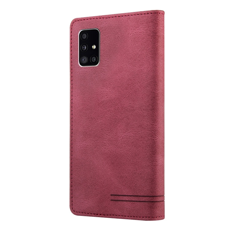 For Samsung Galaxy A71 5G Skin Feel Anti-theft Brush Horizontal Flip Leather Case with Holder & Card Slots & Wallet