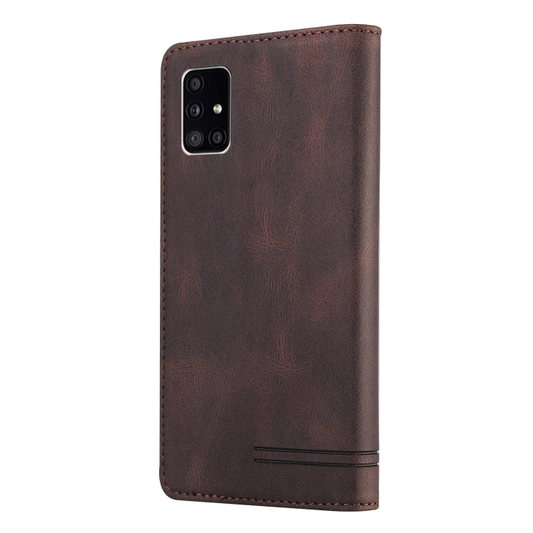 For Samsung Galaxy A71 5G Skin Feel Anti-theft Brush Horizontal Flip Leather Case with Holder & Card Slots & Wallet