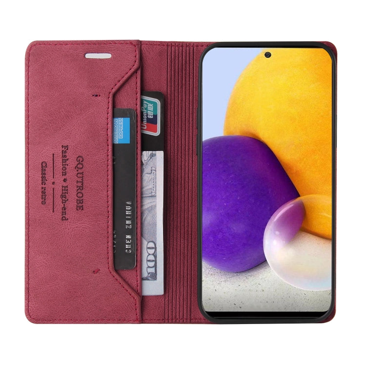 For Samsung Galaxy A72 5G / 4G Skin Feel Anti-theft Brush Horizontal Flip Leather Case with Holder & Card Slots & Wallet