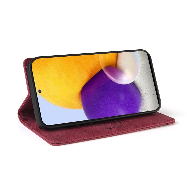 For Samsung Galaxy A72 5G / 4G Skin Feel Anti-theft Brush Horizontal Flip Leather Case with Holder & Card Slots & Wallet