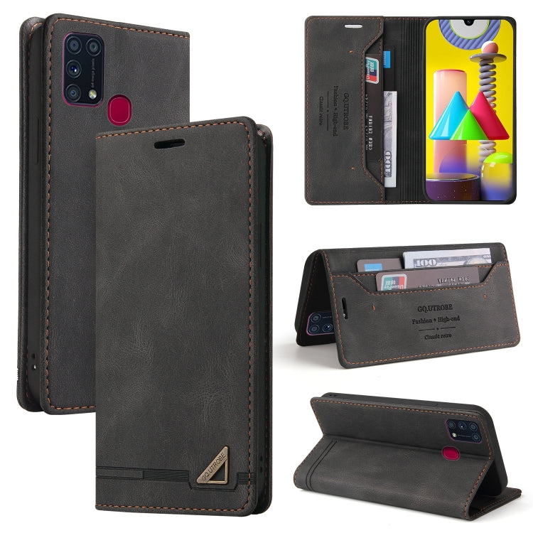 For Samsung Galaxy M31 Skin Feel Anti-theft Brush Horizontal Flip Leather Case with Holder & Card Slots & Wallet