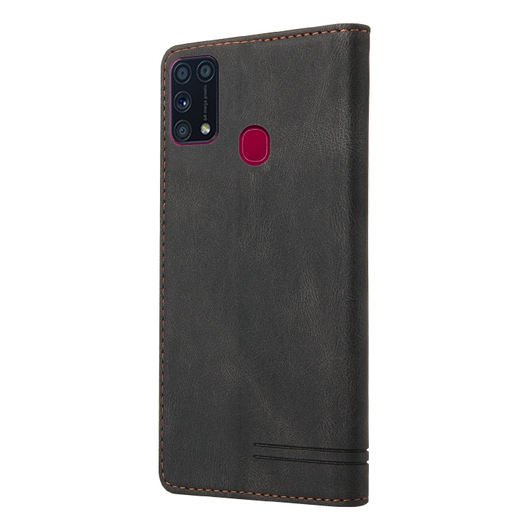 For Samsung Galaxy M31 Skin Feel Anti-theft Brush Horizontal Flip Leather Case with Holder & Card Slots & Wallet