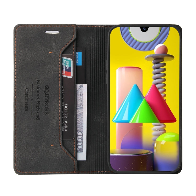 For Samsung Galaxy M31 Skin Feel Anti-theft Brush Horizontal Flip Leather Case with Holder & Card Slots & Wallet