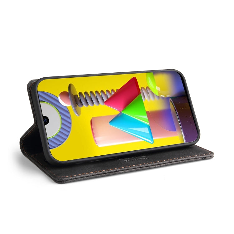 For Samsung Galaxy M31 Skin Feel Anti-theft Brush Horizontal Flip Leather Case with Holder & Card Slots & Wallet
