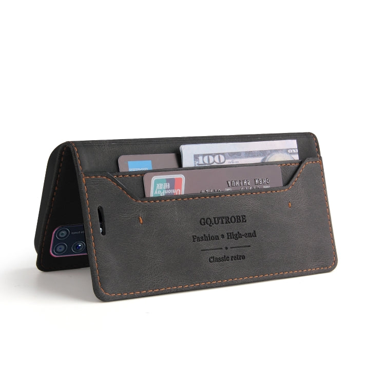 For Samsung Galaxy M31 Skin Feel Anti-theft Brush Horizontal Flip Leather Case with Holder & Card Slots & Wallet