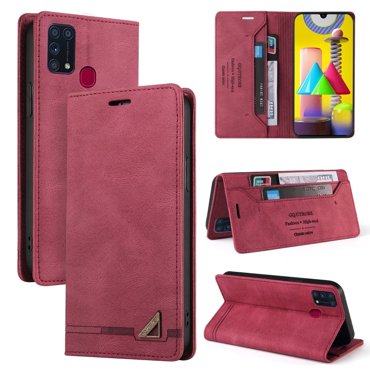 For Samsung Galaxy M31 Skin Feel Anti-theft Brush Horizontal Flip Leather Case with Holder & Card Slots & Wallet