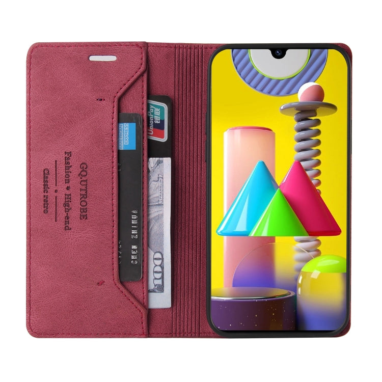 For Samsung Galaxy M31 Skin Feel Anti-theft Brush Horizontal Flip Leather Case with Holder & Card Slots & Wallet