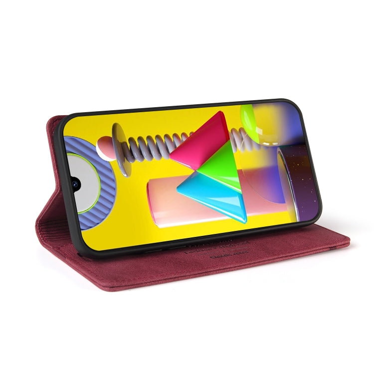 For Samsung Galaxy M31 Skin Feel Anti-theft Brush Horizontal Flip Leather Case with Holder & Card Slots & Wallet