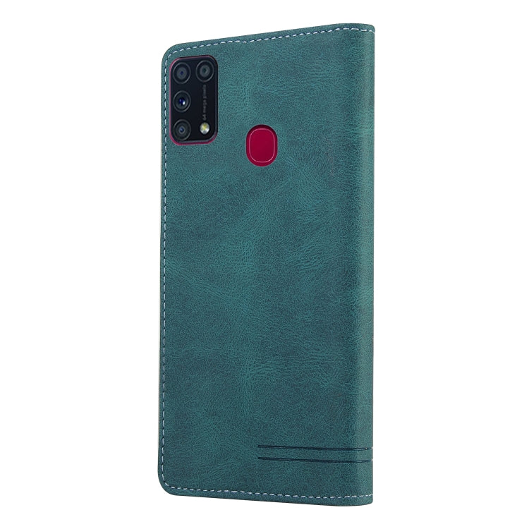 For Samsung Galaxy M31 Skin Feel Anti-theft Brush Horizontal Flip Leather Case with Holder & Card Slots & Wallet