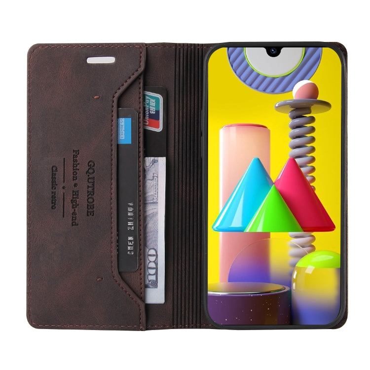 For Samsung Galaxy M31 Skin Feel Anti-theft Brush Horizontal Flip Leather Case with Holder & Card Slots & Wallet
