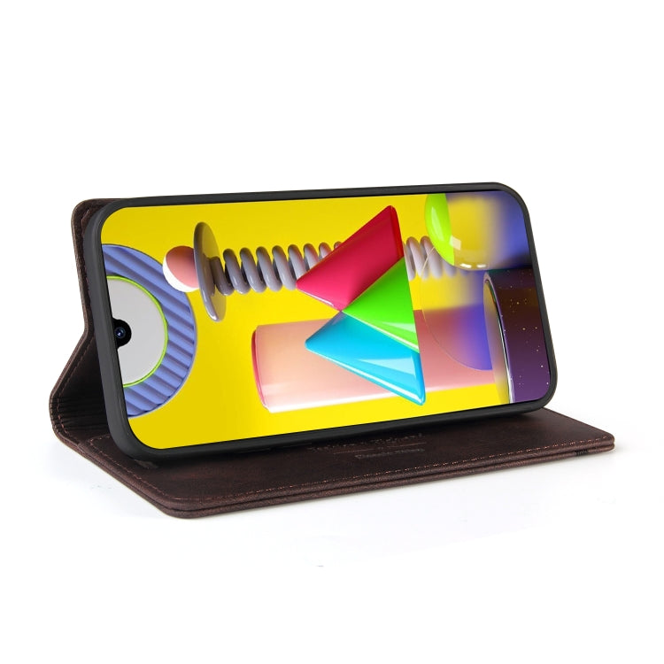 For Samsung Galaxy M31 Skin Feel Anti-theft Brush Horizontal Flip Leather Case with Holder & Card Slots & Wallet