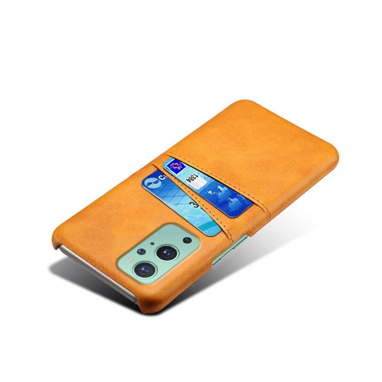 For OnePlus 9 Calf Texture PC + PU Leather Back Cover Shockproof Case with Dual Card Slots
