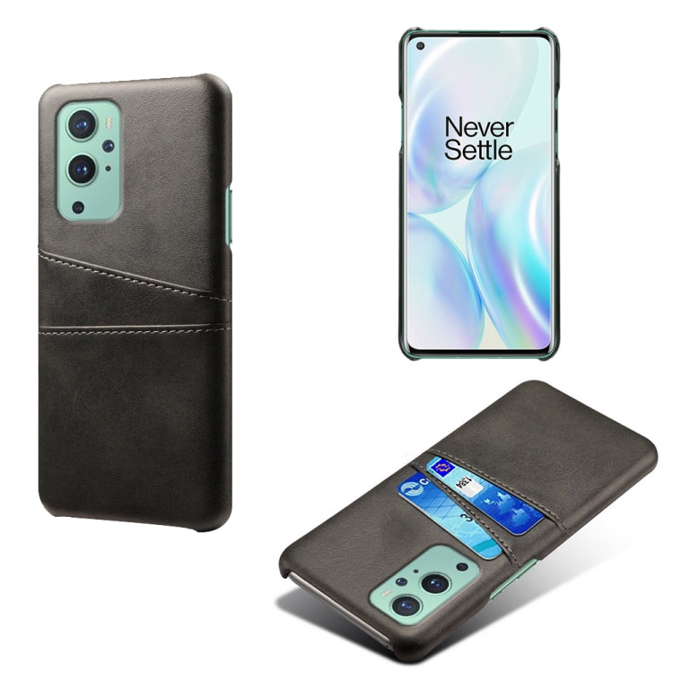 For OnePlus 9 Calf Texture PC + PU Leather Back Cover Shockproof Case with Dual Card Slots