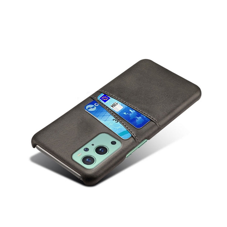 For OnePlus 9 Calf Texture PC + PU Leather Back Cover Shockproof Case with Dual Card Slots