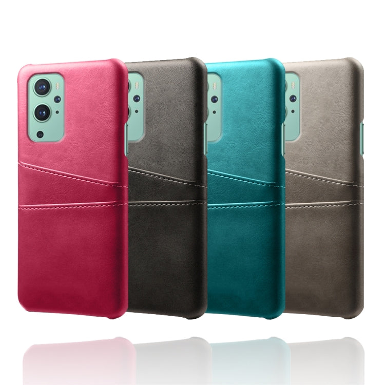 For OnePlus 9 Calf Texture PC + PU Leather Back Cover Shockproof Case with Dual Card Slots