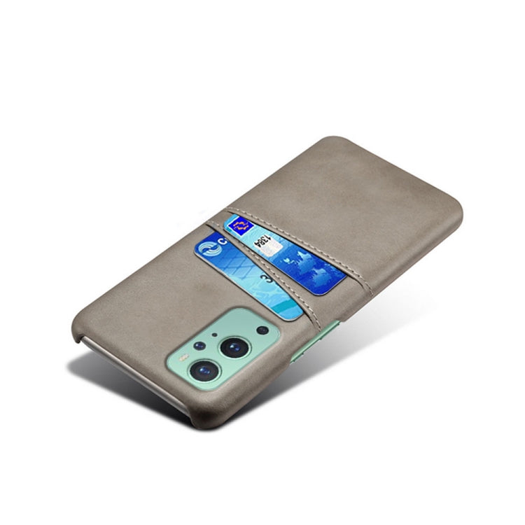For OnePlus 9 Calf Texture PC + PU Leather Back Cover Shockproof Case with Dual Card Slots