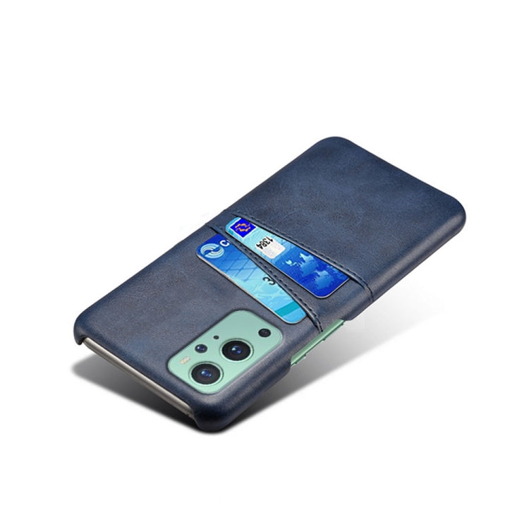 For OnePlus 9 Calf Texture PC + PU Leather Back Cover Shockproof Case with Dual Card Slots