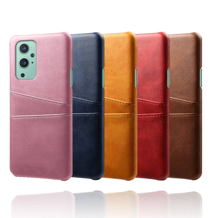 For OnePlus 9 Calf Texture PC + PU Leather Back Cover Shockproof Case with Dual Card Slots