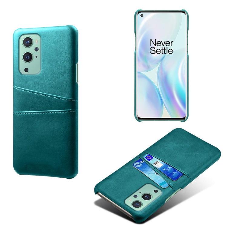 For OnePlus 9 Calf Texture PC + PU Leather Back Cover Shockproof Case with Dual Card Slots