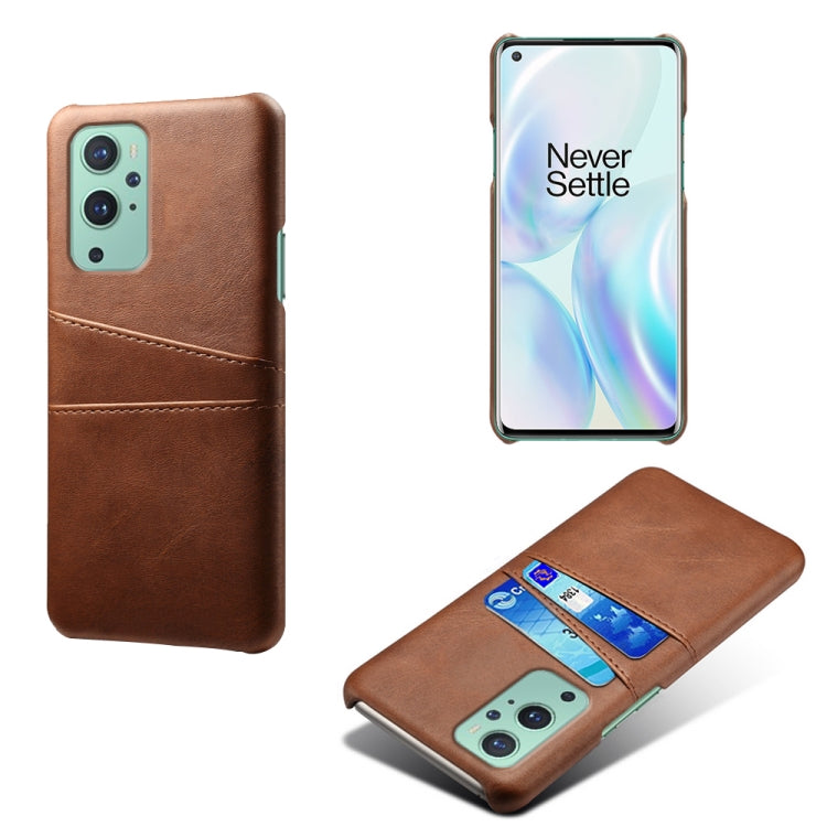 For OnePlus 9 Calf Texture PC + PU Leather Back Cover Shockproof Case with Dual Card Slots