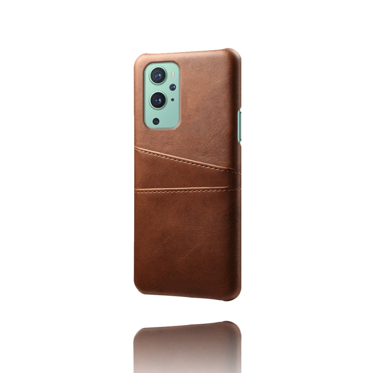 For OnePlus 9 Calf Texture PC + PU Leather Back Cover Shockproof Case with Dual Card Slots
