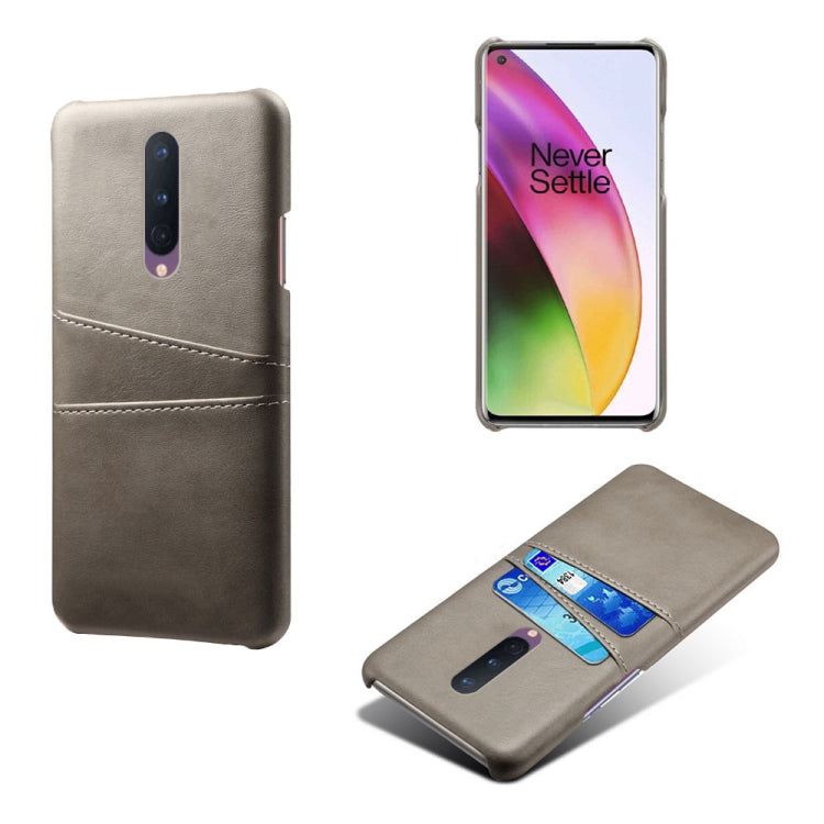 For OnePlus 8 Calf Texture PC + PU Leather Back Cover Shockproof Case with Dual Card Slots
