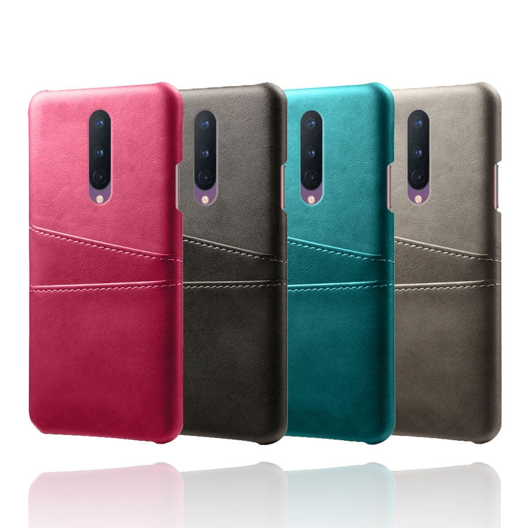 For OnePlus 8 Calf Texture PC + PU Leather Back Cover Shockproof Case with Dual Card Slots