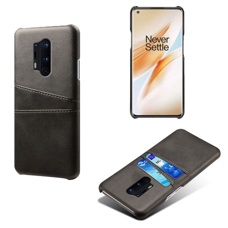 For OnePlus 8 Pro Calf Texture PC + PU Leather Back Cover Shockproof Case with Dual Card Slots