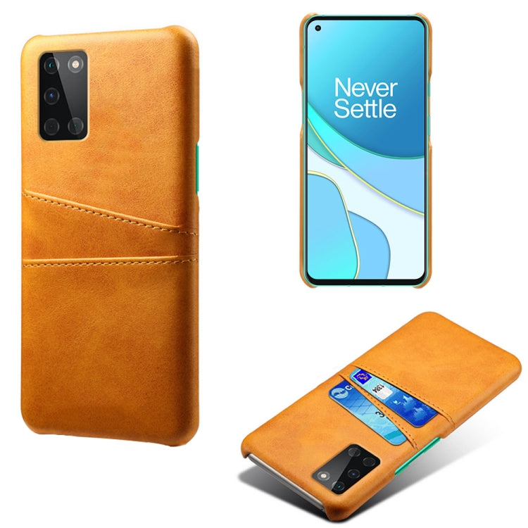 For OnePlus 8T Calf Texture PC + PU Leather Back Cover Shockproof Case with Dual Card Slots