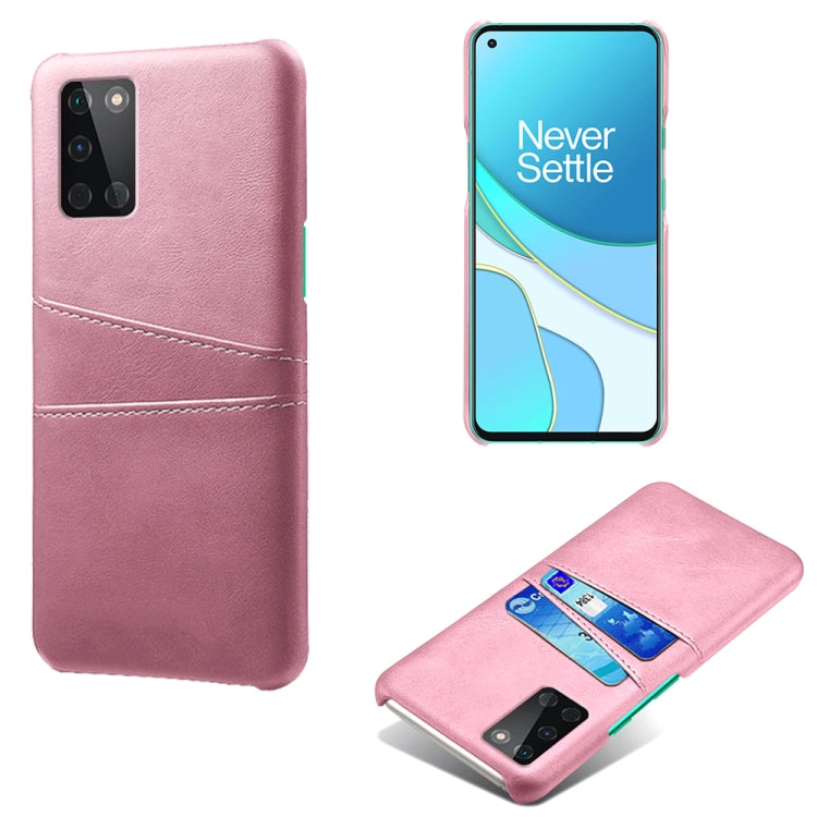 For OnePlus 8T Calf Texture PC + PU Leather Back Cover Shockproof Case with Dual Card Slots