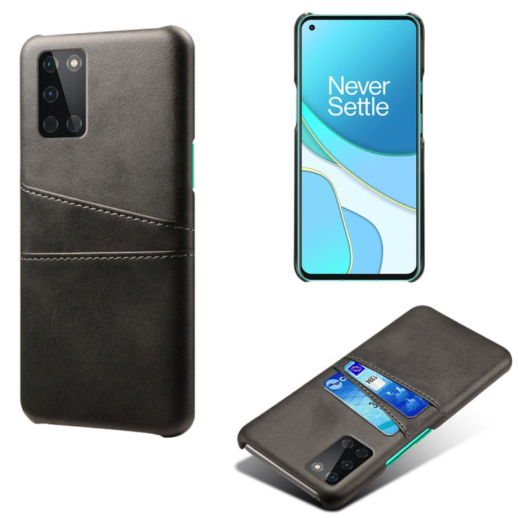 For OnePlus 8T Calf Texture PC + PU Leather Back Cover Shockproof Case with Dual Card Slots