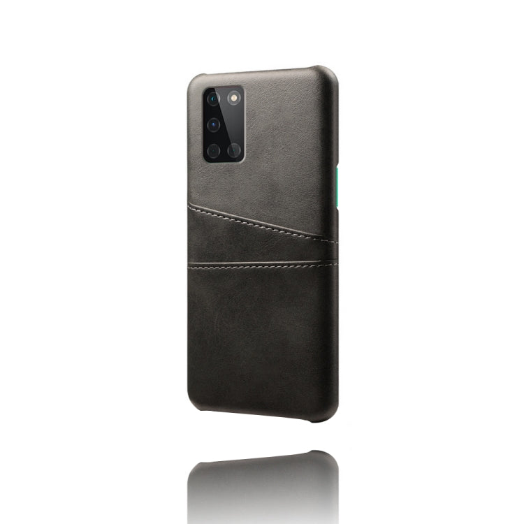 For OnePlus 8T Calf Texture PC + PU Leather Back Cover Shockproof Case with Dual Card Slots