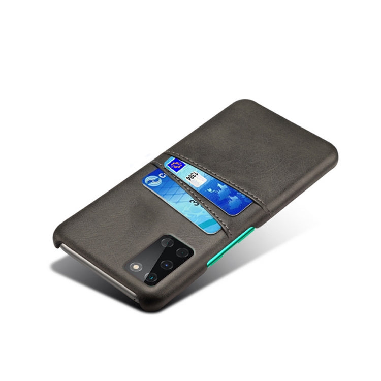 For OnePlus 8T Calf Texture PC + PU Leather Back Cover Shockproof Case with Dual Card Slots