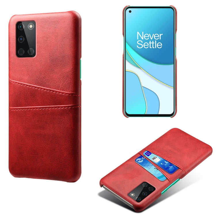For OnePlus 8T Calf Texture PC + PU Leather Back Cover Shockproof Case with Dual Card Slots