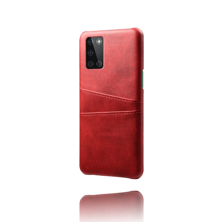 For OnePlus 8T Calf Texture PC + PU Leather Back Cover Shockproof Case with Dual Card Slots