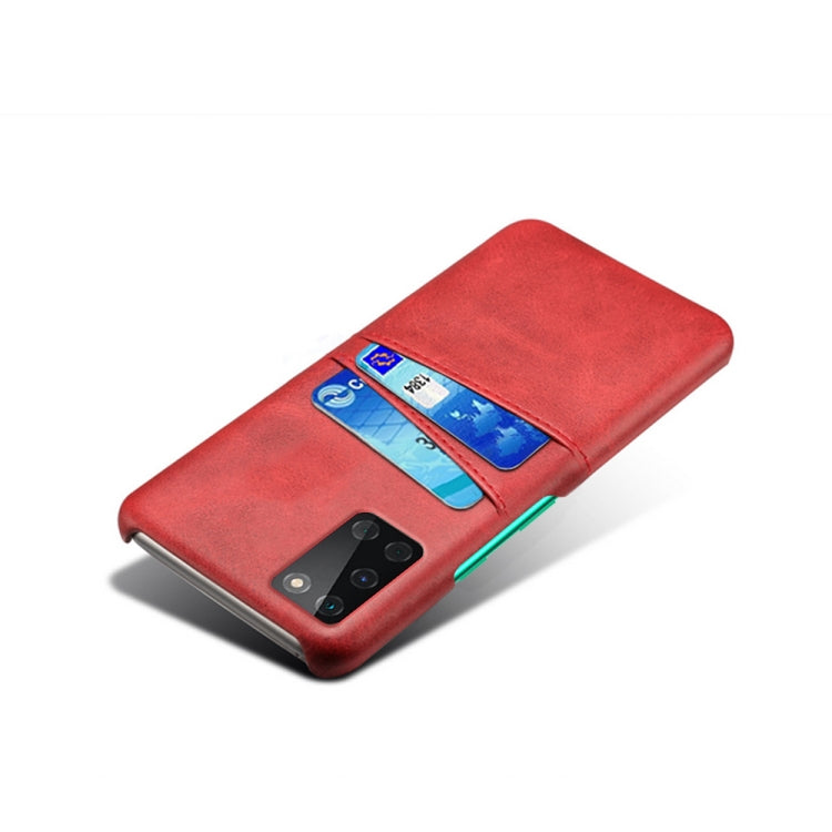 For OnePlus 8T Calf Texture PC + PU Leather Back Cover Shockproof Case with Dual Card Slots