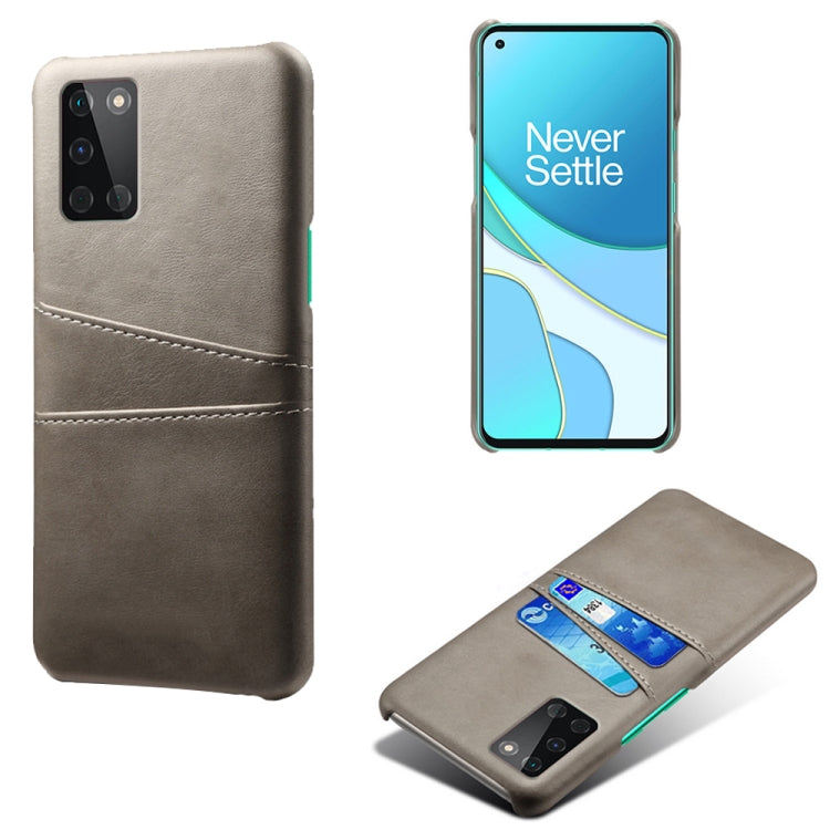 For OnePlus 8T Calf Texture PC + PU Leather Back Cover Shockproof Case with Dual Card Slots