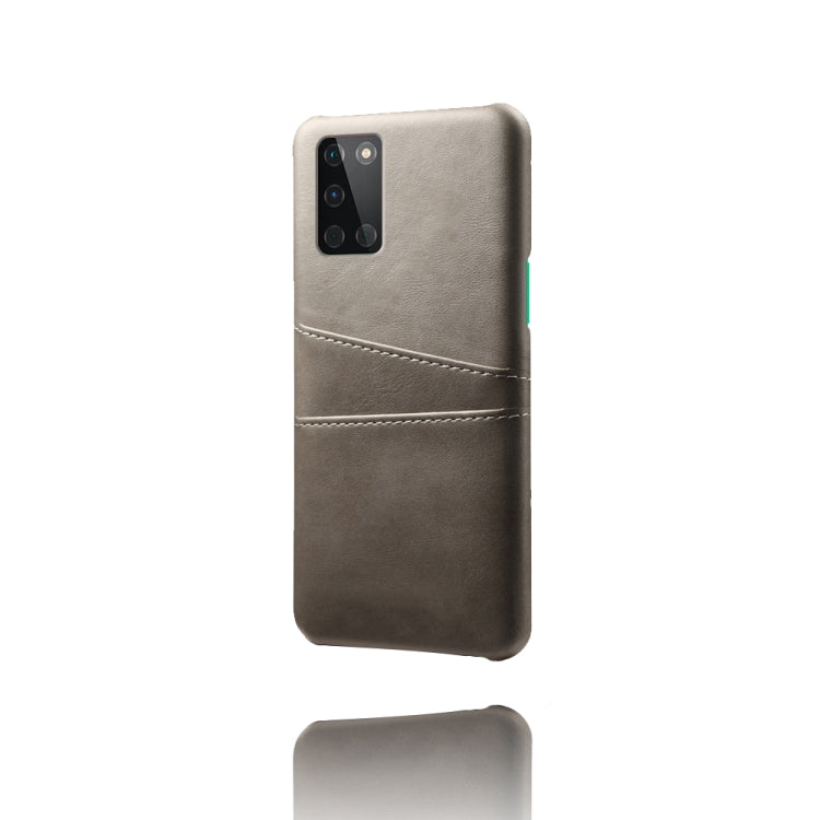 For OnePlus 8T Calf Texture PC + PU Leather Back Cover Shockproof Case with Dual Card Slots