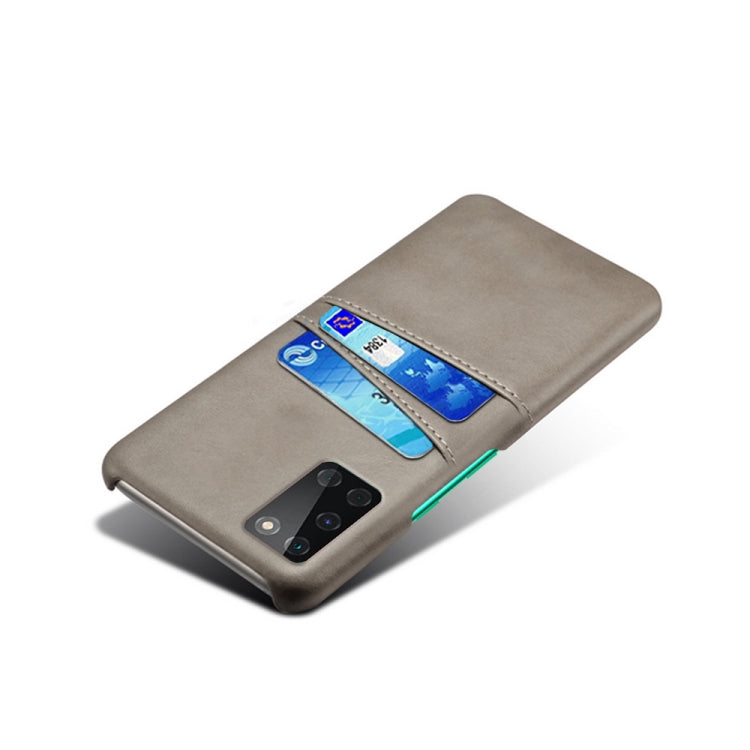 For OnePlus 8T Calf Texture PC + PU Leather Back Cover Shockproof Case with Dual Card Slots