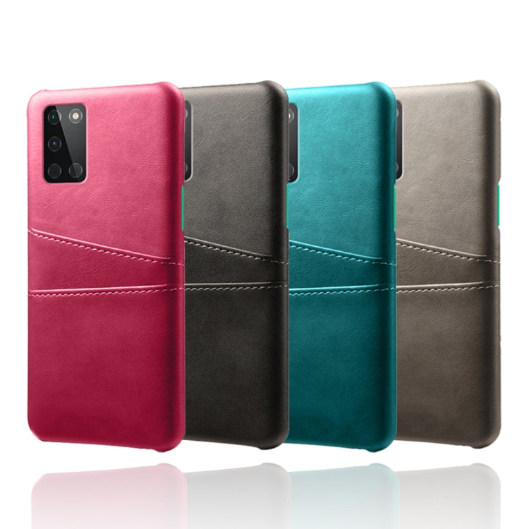 For OnePlus 8T Calf Texture PC + PU Leather Back Cover Shockproof Case with Dual Card Slots