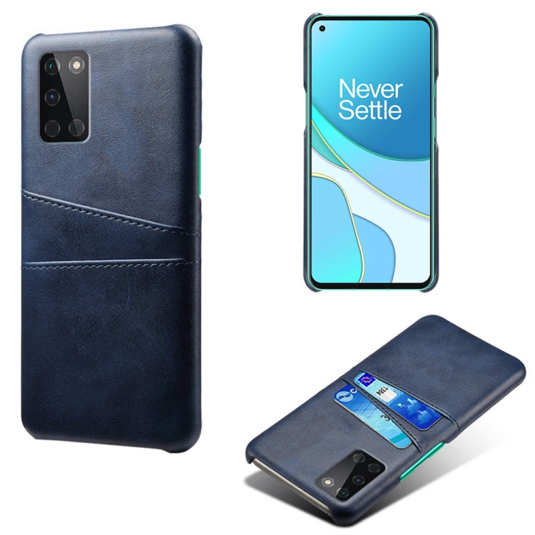 For OnePlus 8T Calf Texture PC + PU Leather Back Cover Shockproof Case with Dual Card Slots