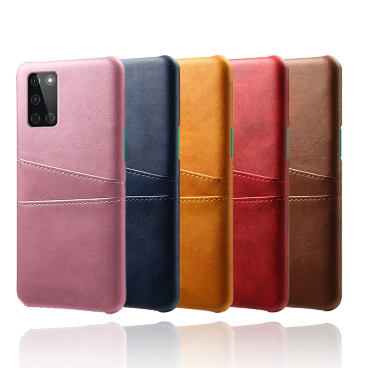 For OnePlus 8T Calf Texture PC + PU Leather Back Cover Shockproof Case with Dual Card Slots