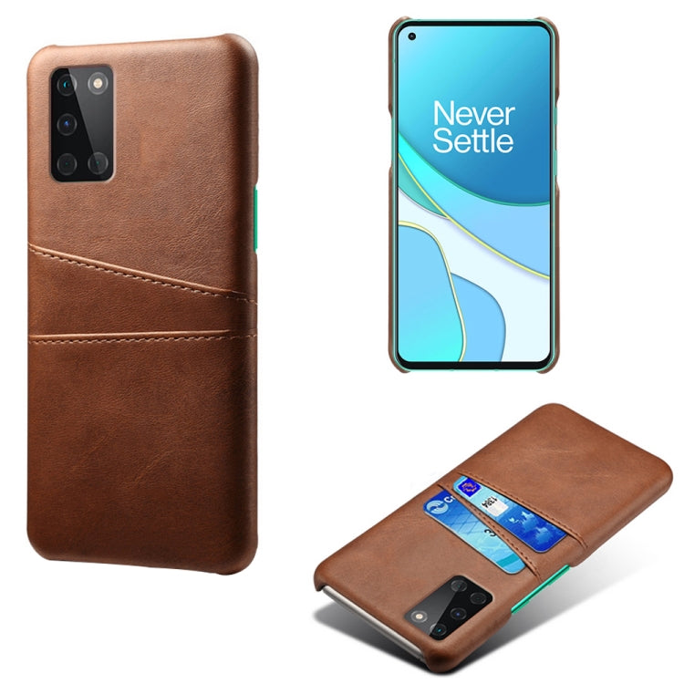 For OnePlus 8T Calf Texture PC + PU Leather Back Cover Shockproof Case with Dual Card Slots