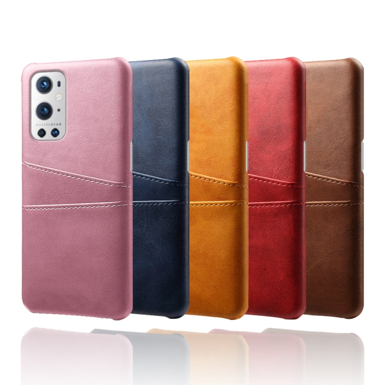 For OnePlus 9 Pro Calf Texture PC + PU Leather Back Cover Shockproof Case with Dual Card Slots