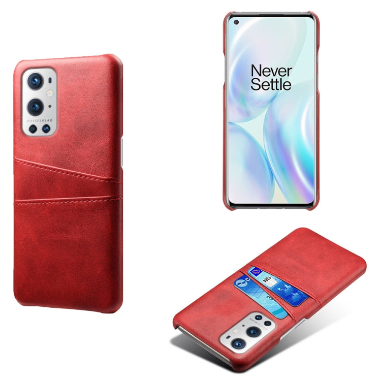 For OnePlus 9 Pro Calf Texture PC + PU Leather Back Cover Shockproof Case with Dual Card Slots