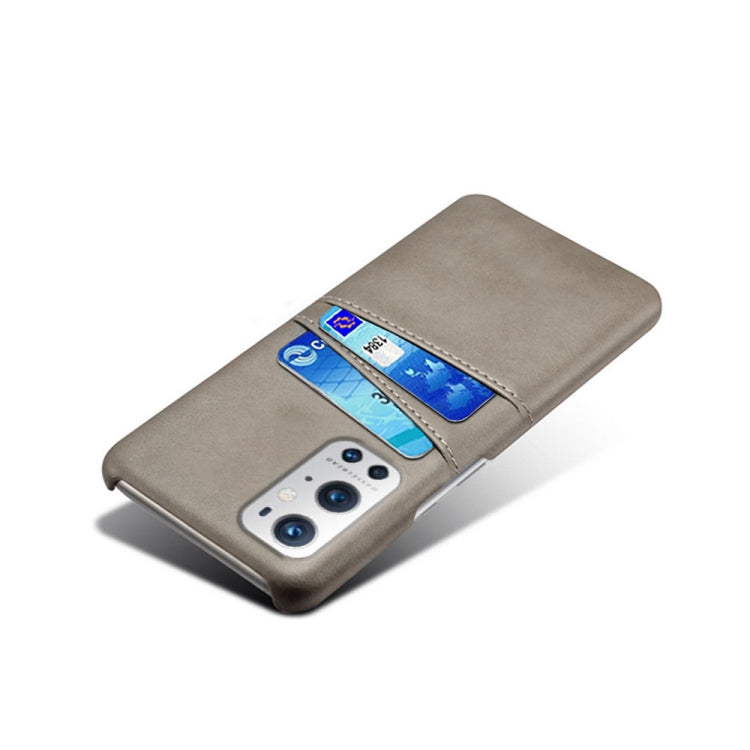 For OnePlus 9 Pro Calf Texture PC + PU Leather Back Cover Shockproof Case with Dual Card Slots