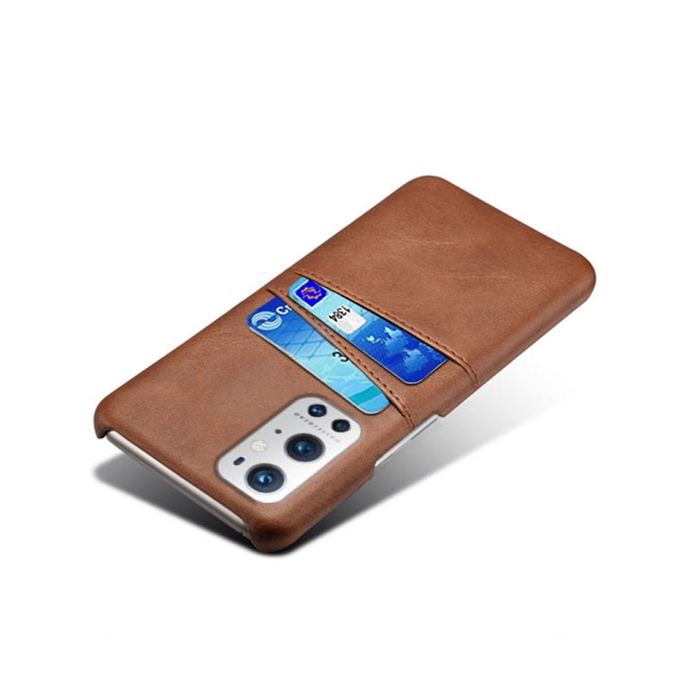 For OnePlus 9 Pro Calf Texture PC + PU Leather Back Cover Shockproof Case with Dual Card Slots
